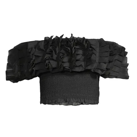 Hope for Flowers by Stacy Reese Frilled Off-The-Shoulder Top Black - Picture 3 of 3